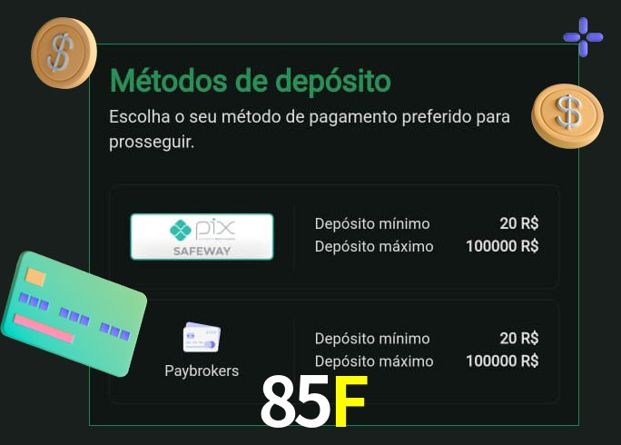 O cassino 85F oferece uma grande variedade de métodos de pagamento